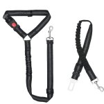 Nylon dog belt, universal adjustable car harness for dogs & cats with shock absorption, 2 in 1 dog leash ...