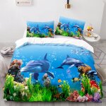Ocean mer housse de couette x fille + x taies d'oreiller xcm housses de couette microfibre parure de ...