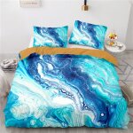 Ocean mer marbre housse de couette personne fille doux confortable microfibre parure lit personne fille ...
