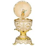 Oeuf � la faberg� musical bo�te � bijoux avec figurine de f�e 12, 5 cm, cr�me