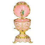 Oeuf � la faberg� musical bo�te � bijoux avec figurine de f�e 12, 5 cm, rose