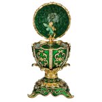 Oeuf � la faberg� musical bo�te � bijoux avec figurine de f�e 12, 5 cm, vert