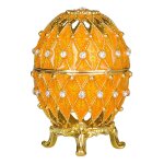 Oeuf � la faberg� sculpt� bo�te � bijoux 7, 5 cm, jaune