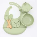 Olive verte - filles'alimentation en silicone pour enfants, 6 pices / lot, bol a ventouse etanche avec ...