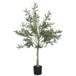 Olivier artificiel h. 120 cm - grand r�alisme - 450 feuilles en soie, 20 olives - mousse effet lichen ...