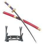One piece coupe papier kitetsu katana zoro epee ouvre lettre + fourreau + presentoir d�coration