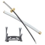 One piece coupe papier wado ichimonji katana zoro epee ouvre lettre + fourreau + presentoir d�coration ...