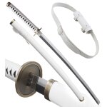 One piece katana en bois wado ichimonji replique zoro epee sabre + ceinturon blanc porte epee ceinture ...