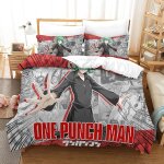 One - punch - man ensemble housse de couett imprim�� d et taie d'oreiller, ultra doux microfibre hypoallerg��n ...