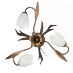 Onli sonia flower design plafonnier semi - encastr� a bras multiples, abat - jour en verre, 3x e14