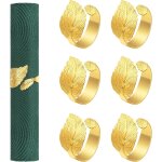 (or)6 pcs rond de serviette en mtal en forme de feuilles, porte - serviettes exquis rsistants a dcolorer ...