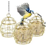 Or - mangeoire a oiseaux, set de 3 mangeoires a oiseaux sph�riques suspendues, mangeoire a oiseaux en ...