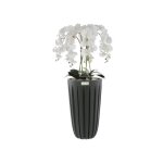 Orchid�e artificielle - botle - bouquet en cascade - h 100 cm - fleurs caoutchout�es - pot anthracite ...