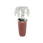 Orchid�e artificielle - botle - bouquet en cascade - h 100 cm - toucher r�aliste - pot rainur� rose