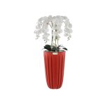 Orchid�e artificielle - botle - bouquet en cascade - h 100 cm - effet real touch - pot avec rainures ...