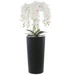 Orchid�e artificielle - botle - h 107, 5 cm - pot anthracite - durable - sans entretien