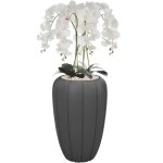 Plante artificielle - botle - orchid�e blanche - h 112 cm - pot anthracite - el�gante d�coration int�rieure ...