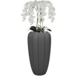 Plante artificielle - orchid�e blanche - h 125 cm - pot anthracite - el�gante d�coration int�rieure