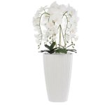 Orchid�e artificielle blanche en pot bouquet de fleurs h 95 cm pot carr� blanc