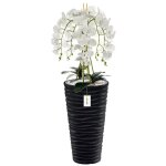 Orchid�e artificielle - botle - bouquet blanc - pot haut anthracite - h 115 cm - fleurs r�alistes