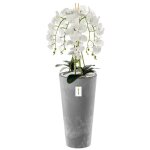Orchid�e artificielle - botle - h 110 cm - fleurs blanches - pot en b�ton - entretien facile