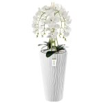 Orchid�e artificielle - botle - blanc - h 115 cm - fleurs r�alistes - pot moderne en plastique