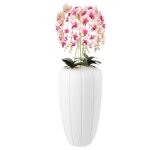 Orchide artificielle crme et rose en pot bouquet de fleurs h 125 cm pot blanc