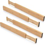 Organisateur de tiroir de cuisine en bambou, diviseur de tiroir r�glable et extensible, plateau de rangement, ...