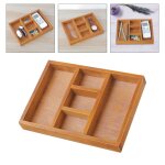 Organisateur de tiroir � ustensiles en bois, 5 compartiments, plateau de couverts, bureau, argenterie, ...