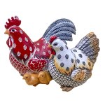 Origen home decor gallo gallina pollito animales figura de gallina rojo 12x15x12cm