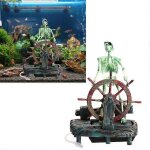 Ornement d'aquarium capitaine pirate - squelette sous - marin - d�coration anim�e