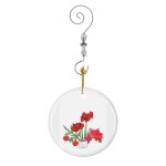 Ornements de nol vase de nol fleur de nol amaryllis et poinsettias rouges en cramique avec crochet ...