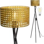 Lampadaire led dimmable - underscore - osasy - tr�pied m�tal or - abat - jour design - e27.