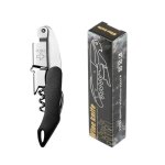 Ouvre - bouteille multifonction en acier inoxydable, coupe - feuille, etui en cuir, extracteur de lige, ...