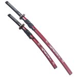 Pack danzan katana et wakizashi en bois katana japonais sabre epee katana dragon rouge d�coration