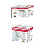 Pack dejeuner bouilloire �lectrique blanche 1l6 2200w + grille - pain blanc 2 fentes 700w