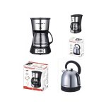 Pack d�jeuner cafeti�re et bouilloire inox programmable 1. 5l 1000w + 1. 8l 2200w retro gris techwood ...
