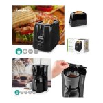 Pack dejeuner cafetire machine  caf electrique isotherme noire 1. 5l 900w + grille - pain noir 2 fentes ...