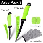 Pack de valeur 3 - couteau a filet de pche 3 en 1, couteau a dsosser professionnel pour fileter le ...