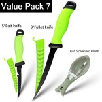 Pack de valeur 6 - couteau a filet de pche 3 en 1, couteau a dsosser professionnel pour fileter le ...