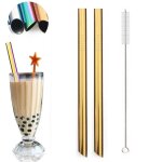 Paille a boire réutilisable en acier inoxydable 304, grande paille métallique de 12mm pour perles de ... Paille a boire réutilisable en acier inoxydable 304, grande paille métallique de 12mm pour perles de ...