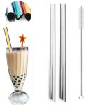Paille a boire réutilisable en acier inoxydable 304, grande paille métallique de 12mm pour perles de ... Paille a boire réutilisable en acier inoxydable 304, grande paille métallique de 12mm pour perles de ...