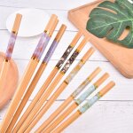 Paire de baguettes en bois de bambou, marbre antid��rapant, style chinois, sushi, riz, vaisselle de table, ...
