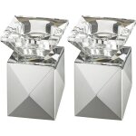 Paire de bougeoirs en cristal 9 cm couleur gris