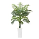 Palmier artificiel areca - duoku - 1, 5 m - plante tropicale en pot blanc - faux arbre pour int�rieur, ...