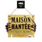 Pancarte bois plaque porte maison hantee 15x19. 5cm