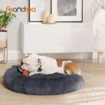 Panier pour chien, lit ronde en forme de beignet, canap�, coussin central amovible et lavable, tissu ...
