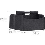 Panier en feutre journaux magazine corbeille pliable rangement poign�es 2 compartiments gris helloshop26 ...