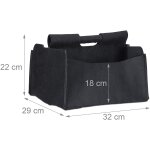 Panier en feutre journaux magazine corbeille pliable rangement poign�es 2 compartiments noir helloshop26 ...