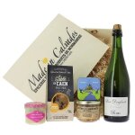Panier garni - made in calvados - 6 produits normands - poir�, caramels, terrine, rillettes, sabl�